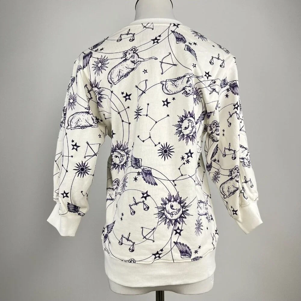 NWT Johnny Was Celestial Horoscope Sweatshirt Size S Ivory Crew Neck